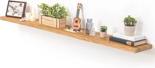 Vista 25 de Estantes flotantes para decoración de pared, estantes rústicos de madera recuperada de 24 x 8 pulgadas, estantes de montaje en pared resistentes