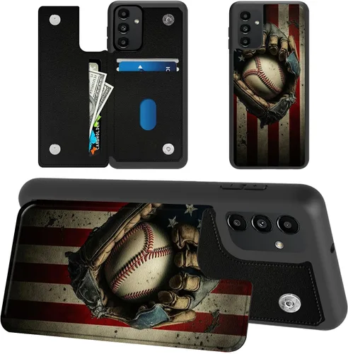 Vista 27 de Funda tipo cartera para Samsung Galaxy A14 5G con tarjetero y bloqueo RFID, piel sintética suave, función atril, cierre magnético, funda delgada