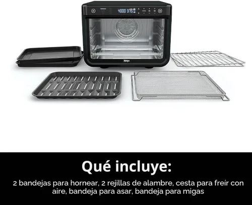 Vista 8 de Ninja DT202BK Foodi 8 en 1 XL Pro Air Fry Oven, horno de convección de encimera grande y tostador digital, 1800 vatios, negro, 12 pulgadas