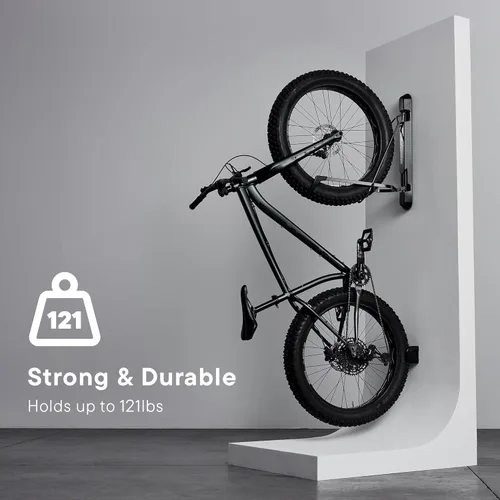 Vista 3 de Steadyrack Soporte para Bicicletas para Bicicletas de Neumáticos Anchos - El Soporte de Pared Vertical Original para Bicicletas - Se Adapta a