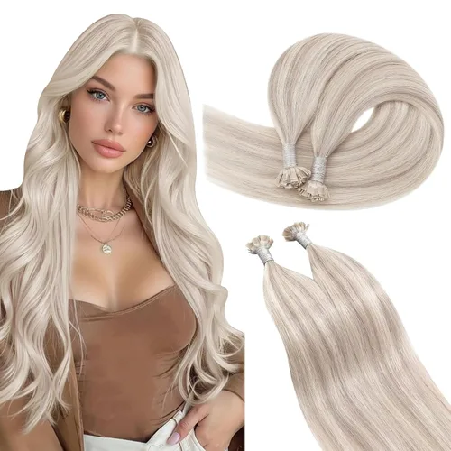 Vista 46 de Ugeat - Extensiones de cabello humano con microanillo, 14 pulgadas, extensiones de cabello Remy con microcuentas de 1 gm/hebra, 50 gms, extensiones