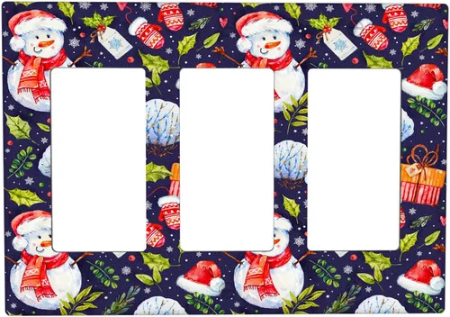 Vista 77 de Cubierta de interruptor de luz dúplex de 1 banda, cubierta decorativa de Navidad con copos de nieve rojos, placa frontal decorativa para cocina