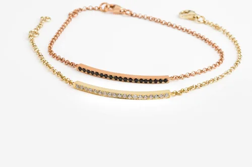 Vista 9 de Elegante joyero Pulsera de barra de declaración para mujer con diamantes en oro macizo 9k, 14k y 18k, pulsera de barra de diamantes