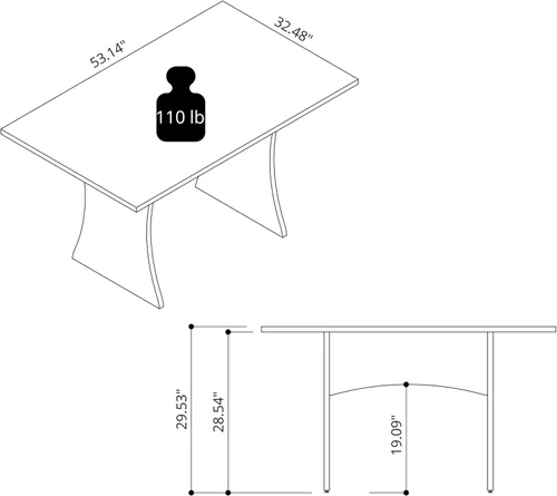 Vista 3 de Manhattan Comfort Coney - Mesa de comedor rectangular para 6 personas con patas de metal ajustables, superficie resistente y elegante silueta