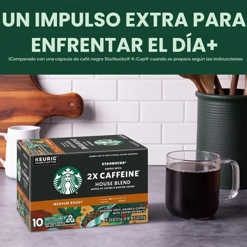 Vista 6 de Starbucks Cápsulas de café K-Cup, café de tostado medio con 2X cafeína mezcla de la casa para cafeteras Keurig, 100% arábica, 6 cajas