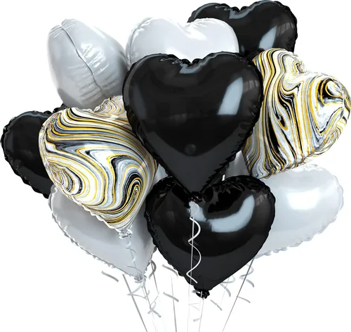 Vista 48 de Globos de corazón azul bebé, 10 piezas de globos en forma de corazón azul claro y blanco pastel, globos de papel de aluminio blanco arena crema