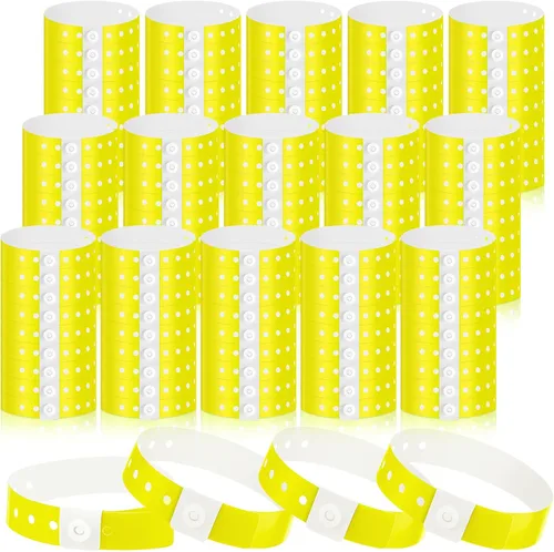 Vista 14 de 600 pulseras de plástico para eventos, vinilo, colores surtidos Adjustable Snap, Bulk Waterproof Neon Colored Arm Bands, For Admission Pools
