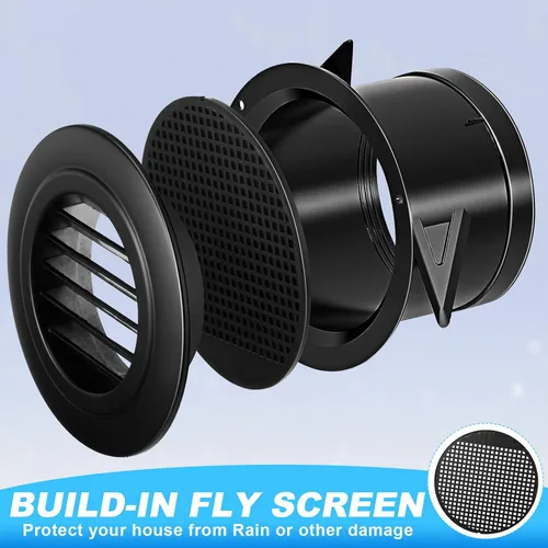 Vista 3 de VIHOSE 12 piezas de 4 pulgadas ABS redondo cubierta de ventilación de plástico Soffit escape baño negro cubierta de ventilación con mosquitera