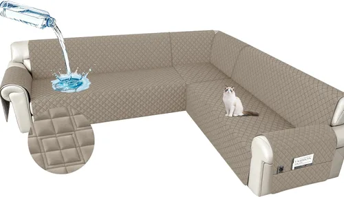 Vista 34 de Arfntevss Fundas impermeables para sofá modular en forma de L, lavable, de terciopelo, para sofá seccional, antideslizante, fundas de esquina