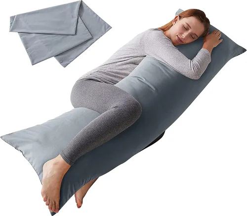 Vista 10 de ELNIDO QUEEN Almohada corporal con funda de almohada - Almohada de cama larga suave para adultos - Relleno de almohada de cuerpo completo Negro