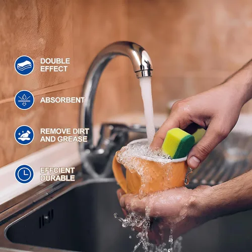 Vista 6 de Esponjas de limpieza de cocina,Paquete de 24 Eco Anti-Scratch para platos,Esponjas para fregar