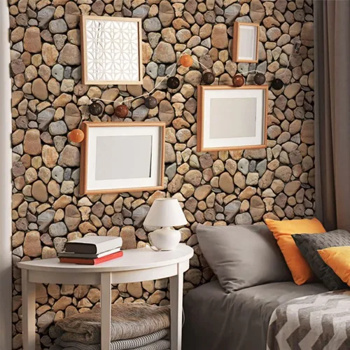 Vista 6 de Paneles de pared 3D de rocas, 10 unidades, paneles de pared 3D autoadhesivos, papel tapiz 3D de PVC para decoración de pared interior, baño