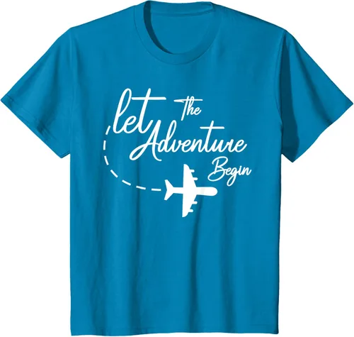 Vista 83 de Let The Adventure Begin - Camiseta inspiradora en modo de viaje en avión, Negro, S