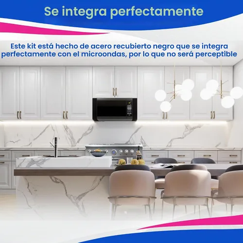 Vista 6 de Kit Universal de Molduras para Microondas - Kit de Relleno de Microondas de Metal Negro que se Adapta a la Mayoría de Microondas Empotrados - Llena