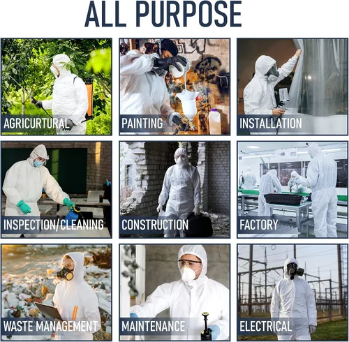 Vista 3 de Medical Nation Hazmat Suits Disposable 2 Pack Hooded, Heavy Duty, Breathable Disposable Coverall, Painter Suit 9 Sizes