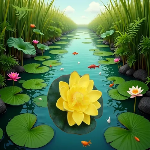 Vista 3 de Flor de loto de espuma flotante amarilla con adornos de almohadilla de lirios de agua, flores de loto falsas para pecera, acuario, hogar, jardín