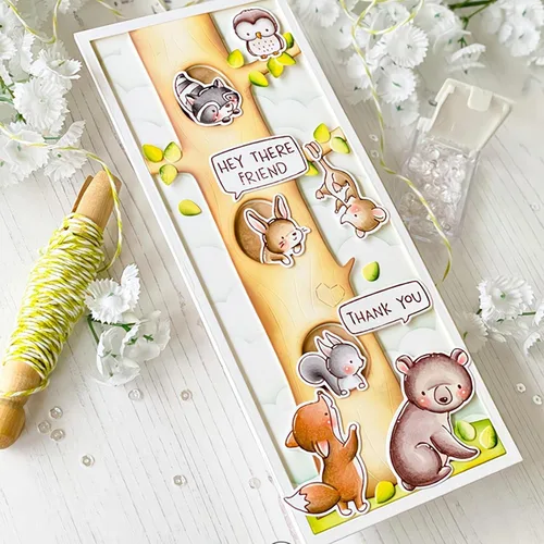 Vista 7 de Juego de sellos y troqueles transparentes de conejo ardilla para hacer tarjetas, plantillas cortadas para álbumes de recortes, álbum de fotos, papel