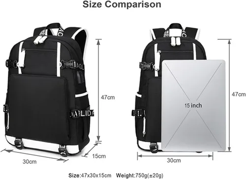 Vista 5 de Zapion Mochila para niños Cristiano Ronaldo con puerto de carga USB Soccer Star lona mochila para estudiantes de alta capacidad, color6, Mochilas