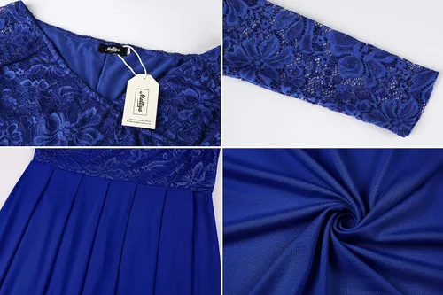 Vista 7 de Molliya - Vestido largo de maternidad de encaje y hombros descubiertos Maxi vestido elegante elástico, para baby shower y sesión de fotografías