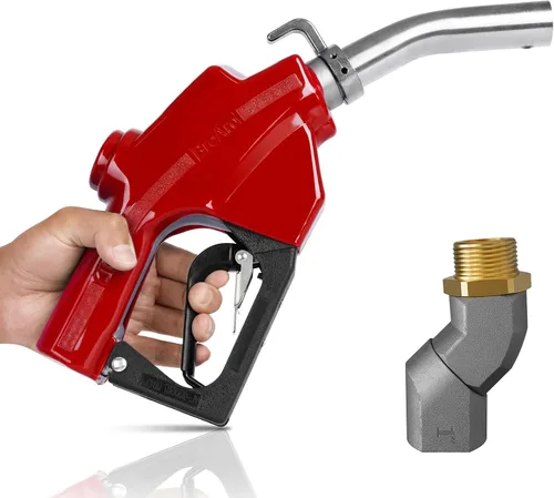 Vista 11 de Boquilla de combustible automática de 1" NPT con gancho, boquilla de gas con mango de bomba diésel, tasa de flujo máxima de 30 GPM, candado de 3