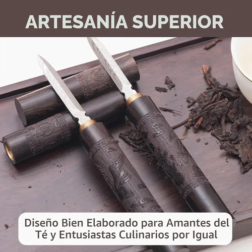 Vista 4 de Cuchillo de té Puerh de acero inoxidable con mango de madera, picahielo profesional y herramienta de pastel de té para romper ladrillos, aguja