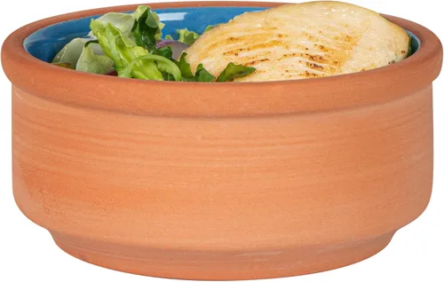 Vista 13 de Restaurantware-Terra Tek Cazuelas de Terracota de 2.7 Onzas, 2 Ollas de Arcilla Esmaltada Azul Para Cocinar - Listas para Horno, Aptas