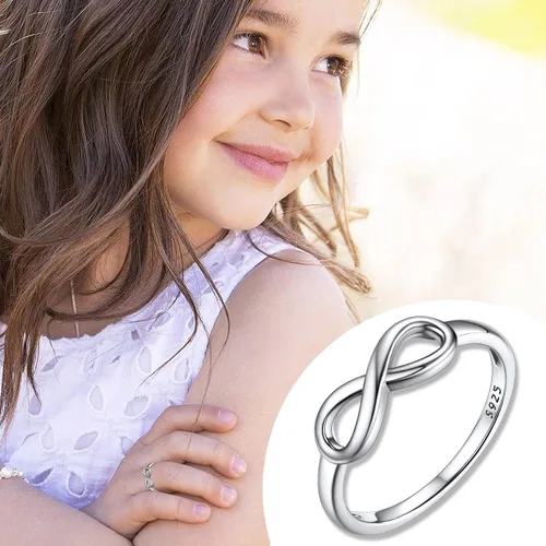 Vista 5 de Bestyle Anillos de plata de ley S925 con nudo infinito, anillos de circonita cúbica, bonitos anillos de amistad para mejores amigos, anillos