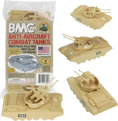 Vista 6 de BMC Classic Payton Anti-Aircraft Tanks - 4 piezas de vehículos de hombres del ejército de plástico negro