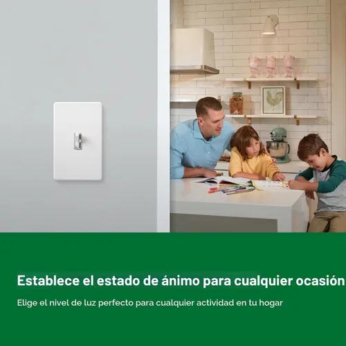 Vista 4 de Lutron Ariadni/Toggler LED+ Interruptor Regulador de Luz para LED Regulable, Halógeno e Incandescente Interruptor Dimmer, 150W, Unipolar/3-Vías