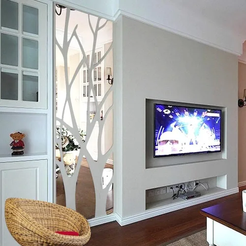Vista 7 de Adhesivos de pared de espejo acrílico 3D, ramas de árbol, calcomanías de espejo acrílicas extraíbles autoadhesivas para pared, calcomanías
