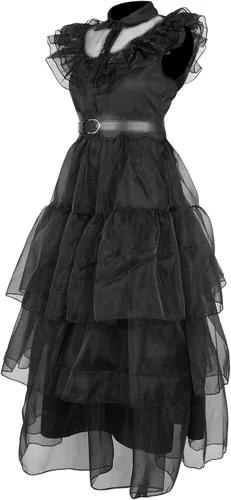 Vista 2 de Wednesday Addams Costume Dress Bag for Kids Girls Halloween Black Uniform Dress Addams Costume Dress for Cosplay Party