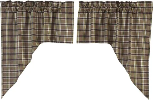 Vista 4 de VHC Brands Rustic & Lodge - Cortinas para ventana de cocina, par de festones Wyatt, marrón caqui
