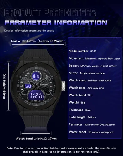 Vista 6 de KXAITO Reloj deportivo con caja de acero inoxidable para hombre, reloj militar, cronómetro LED para exteriores, digital, electrónico, grande