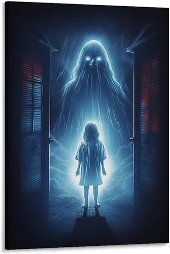 Vista 18 de HHGaoArt Lienzo gótico para pared, póster de fantasmas de Halloween, imagen espeluznante en lienzo