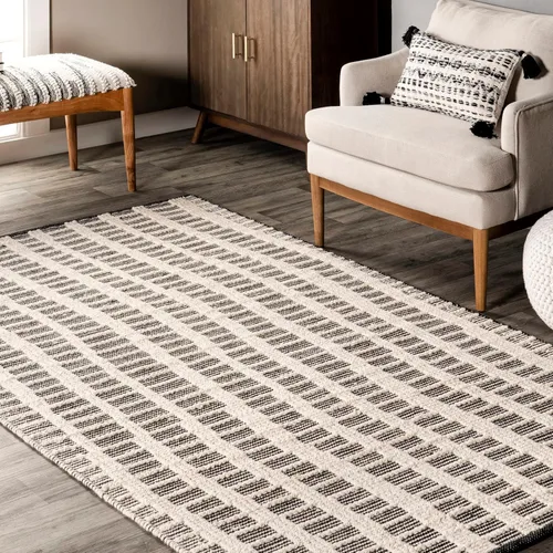 Vista 8 de Rugs USA Parker Check - Alfombra texturizada, 2 x 8, marfil