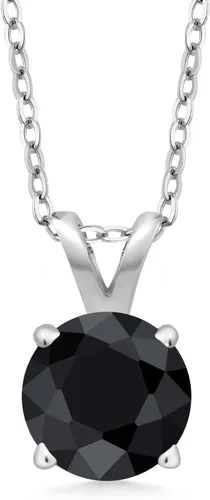 Vista 11 de Gem Stone King Collar con colgante solitario de plata de ley 925 de 0.236 in con piedra natal redonda Collar de 4 puntas para mujer Con cadena
