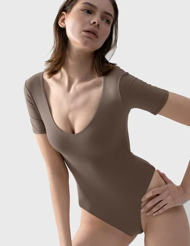 Vista 5 de PUMIEY Body de manga corta con cuello en V para mujer, colección Sharp