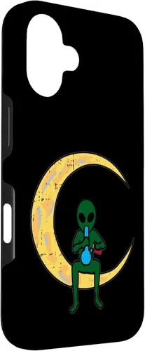 Vista 3 de iPhone 16 Alien Smoking Bong High Moon Cool Weed CBD Cannabis Gift Case