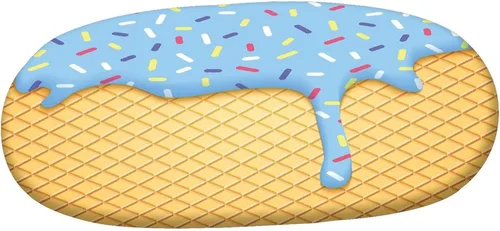 Vista 3 de Mantel ovalado ajustable para patio, decoración de helado, de poliéster elástico, fondo de gofre con estampado de dulce verano, se adapta a mesas