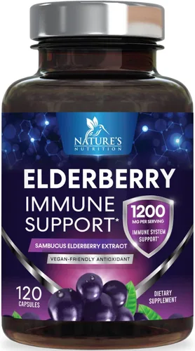Vista 10 de Extracto de fruta de saúco europeo de 1200 mg por porción cápsulas – Sambucus apoyo inmunológico con extracto concentrado de saúco negro de sambucus