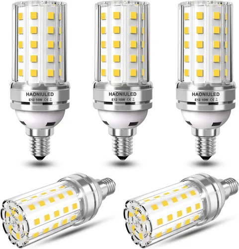 Vista 12 de Bombillas LED E12 10W Bombilla de maíz LED 100W equivalente 1000 lúmenes 3000K blanco cálido no regulable Bombillas LED para candelabro Paquete de 5