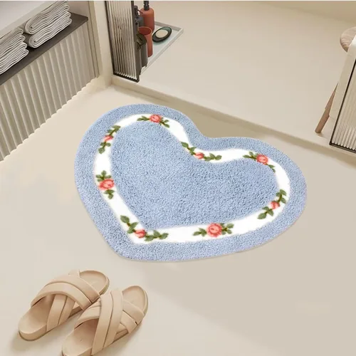 Vista 15 de Abreeze Alfombra rosa para sala de estar y dormitorio, antideslizante, ultrasuave, lavable y absorbente, 17.71x49.21 pulgadas, color azul