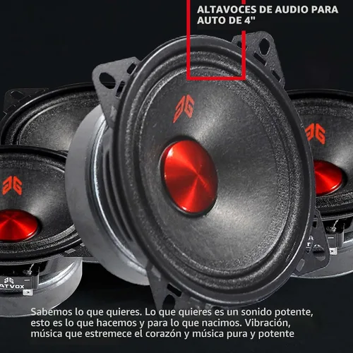 Vista 5 de MX40P1 Altavoz de Rango Medio de 4 Pulgadas 120 Vatios 4 Ohmios Tapa Antipolvo Roja, Altavoces de Audio de Calidad Premium para Puerta de Automóvil
