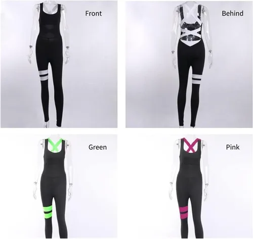 Vista 7 de QWERBAM Mujer Yoga Gym Sportswear Una Pieza Sin Espalda Sexy Chándal Entrenamiento Slim Mono con Almohadilla (Color Rosa, Talla M M)