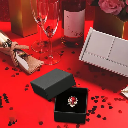 Vista 3 de Joyero organizador para mujeres y niñas, funda gruesa de papel para joyería, tapa de joyería, regalo con cartón de algodón y caja, joyero de viaje