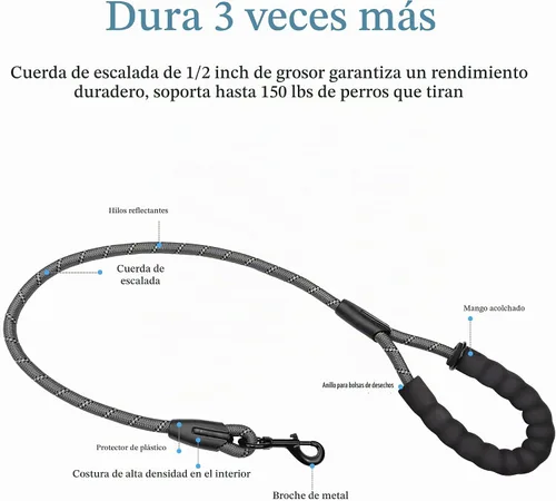 Vista 3 de Correa doble para perro para dos perros, resistente ajustable sin enredos, correa elástica retráctil dividida múltiple para caminar a 2 perros, 5.5