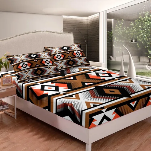 Vista 4 de Erosebridal Southwestern - Juego de ropa de cama tamaño individual, diseño étnico étnico geométrico, bohemio, azteca, para niños, adolescentes