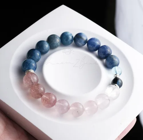 Vista 131 de Precious Gemstone Natural Crystal Healing Bracelet, Rutilated Quartz, Moonstone, Quartz Handmade Original Design Bracelet
