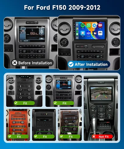 Vista 2 de Radio de coche 2+64G para Ford F150 2009 2010 2011 2012, Carplay inalámbrico Android Auto Radio estéreo Android 9 pulgadas pantalla táctil Bluetooth