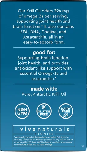 Vista 10 de Viva Naturals Aceite de krill antártico, 1200 mg - Omega-3 DHA y EPA con astaxantina para la salud de las articulaciones, sin eructos de pescado, 60